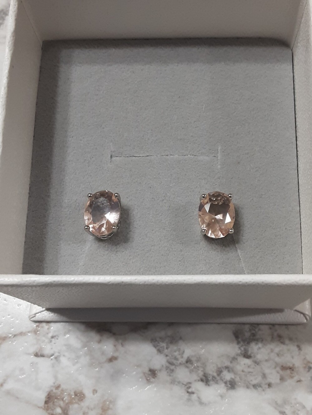 New Peach Morganite 925 Sterling Silver Earrings
